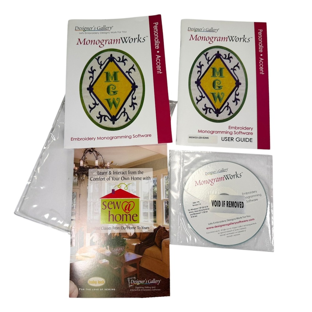 Designer's Gallery MonogramWorks Embroidery Software Windows CD User Guide Set